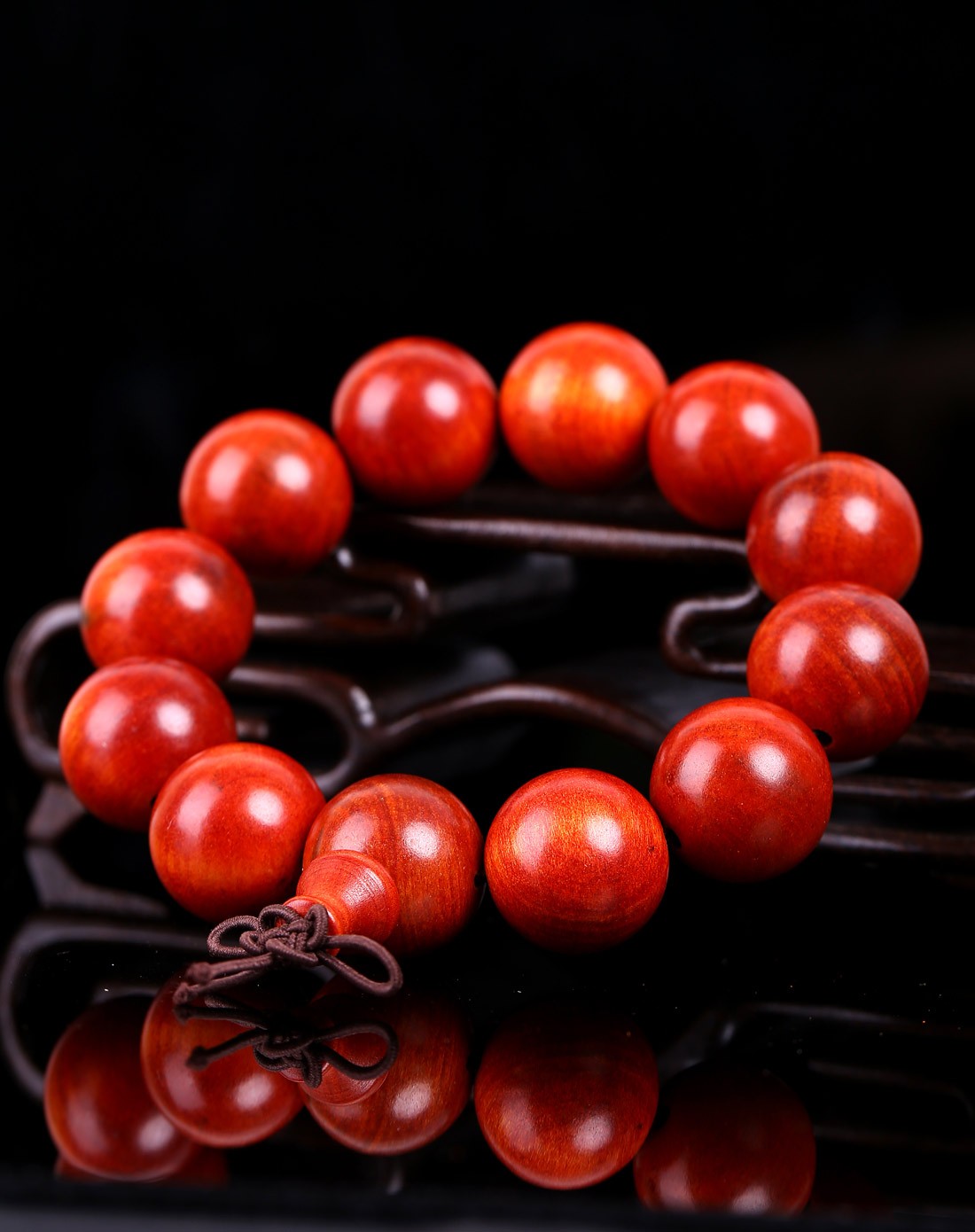 【独家】天然帝王透光血龙木手串