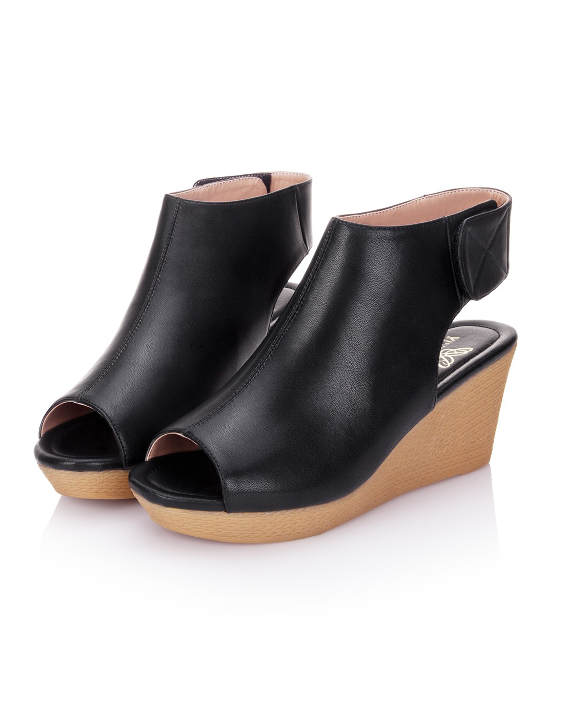 毅雅yiya女鞋移动端专场黑色舒适防水台坡跟鱼嘴凉鞋115420603_唯品会