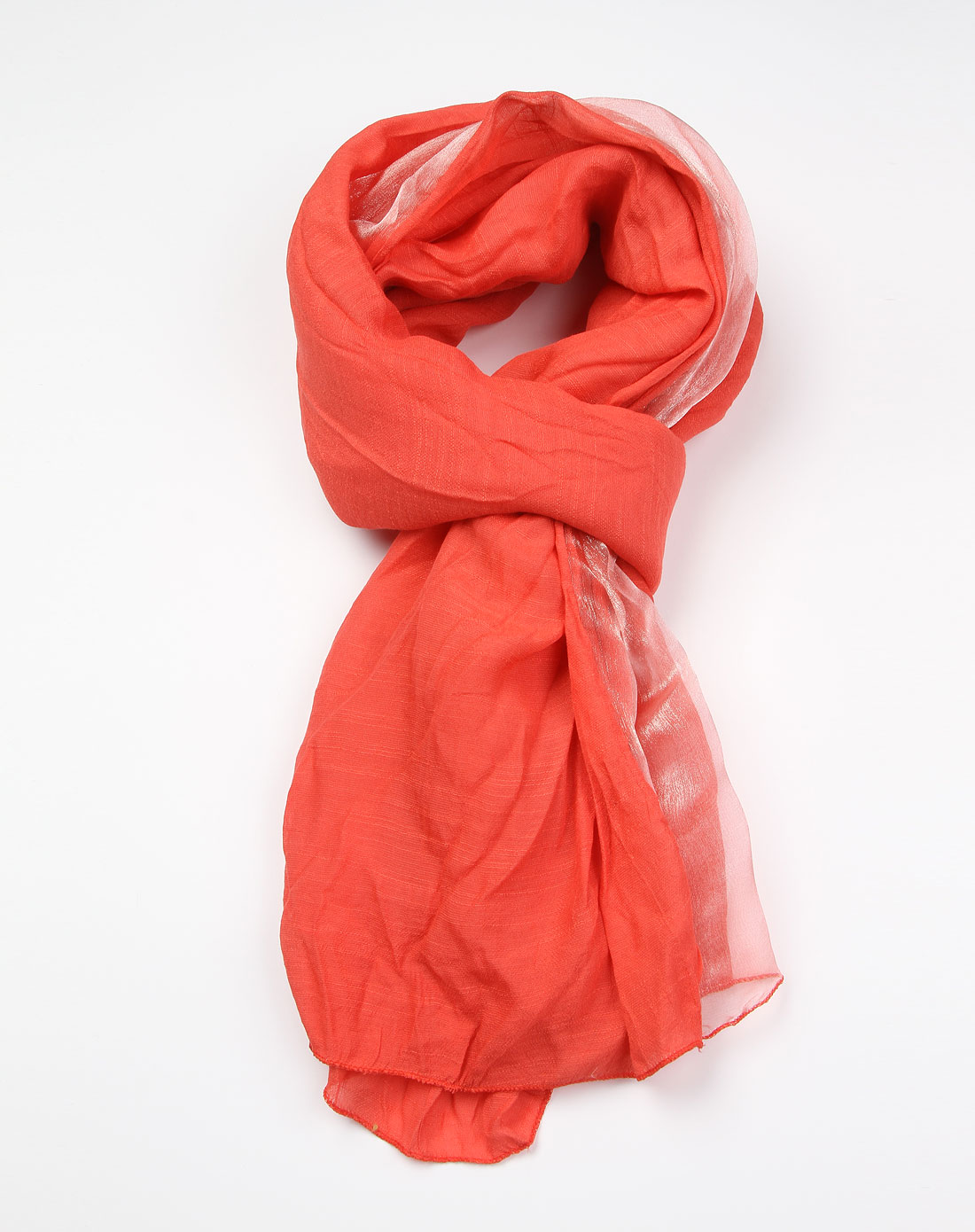 红色双层真丝长巾