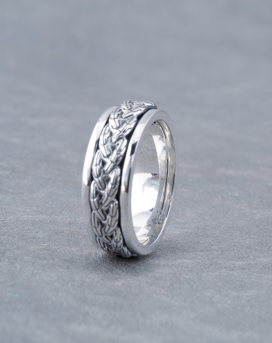 纯银男士霸气欧美转运戒指 可转动