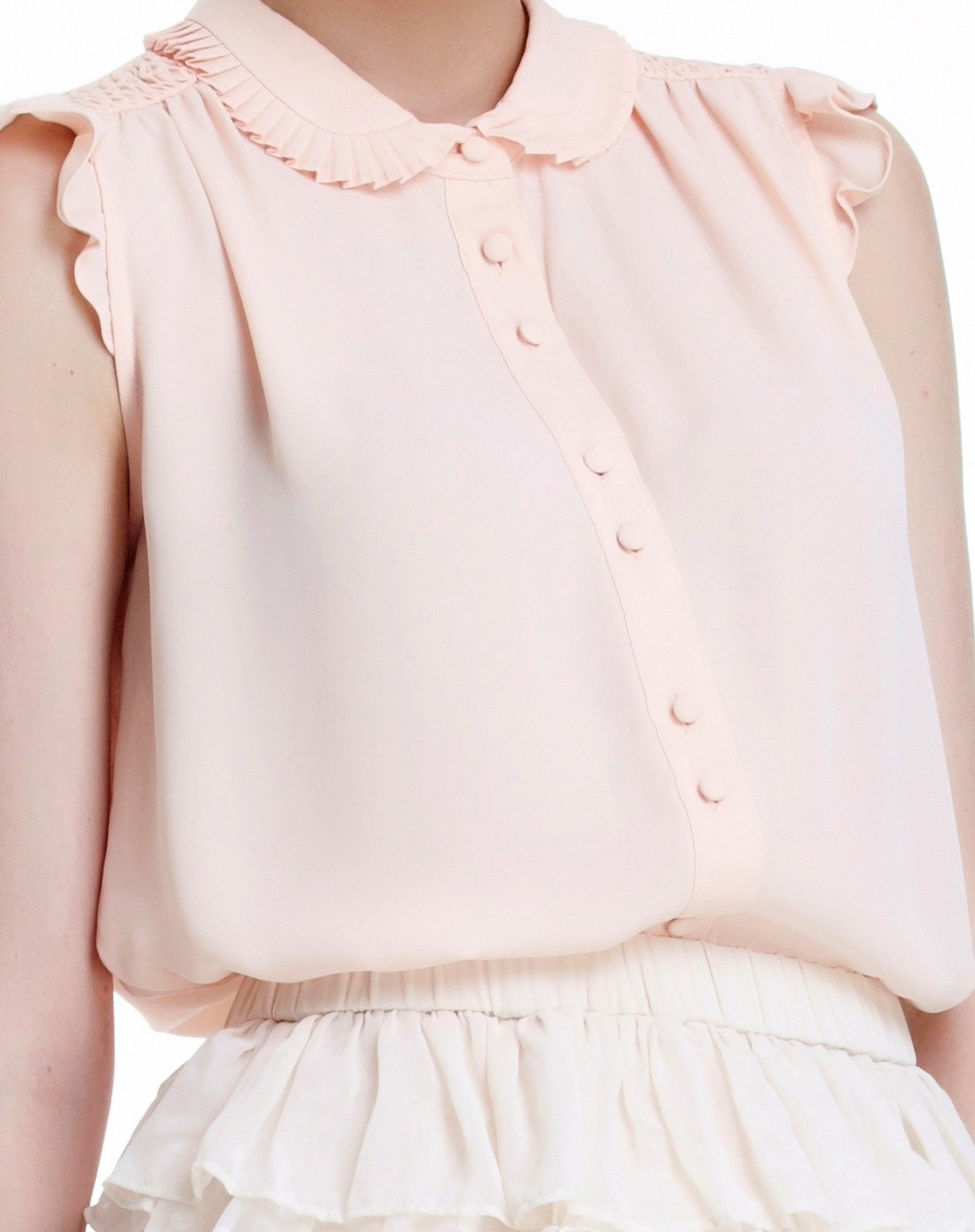 翻翎小盖袖女式上衣