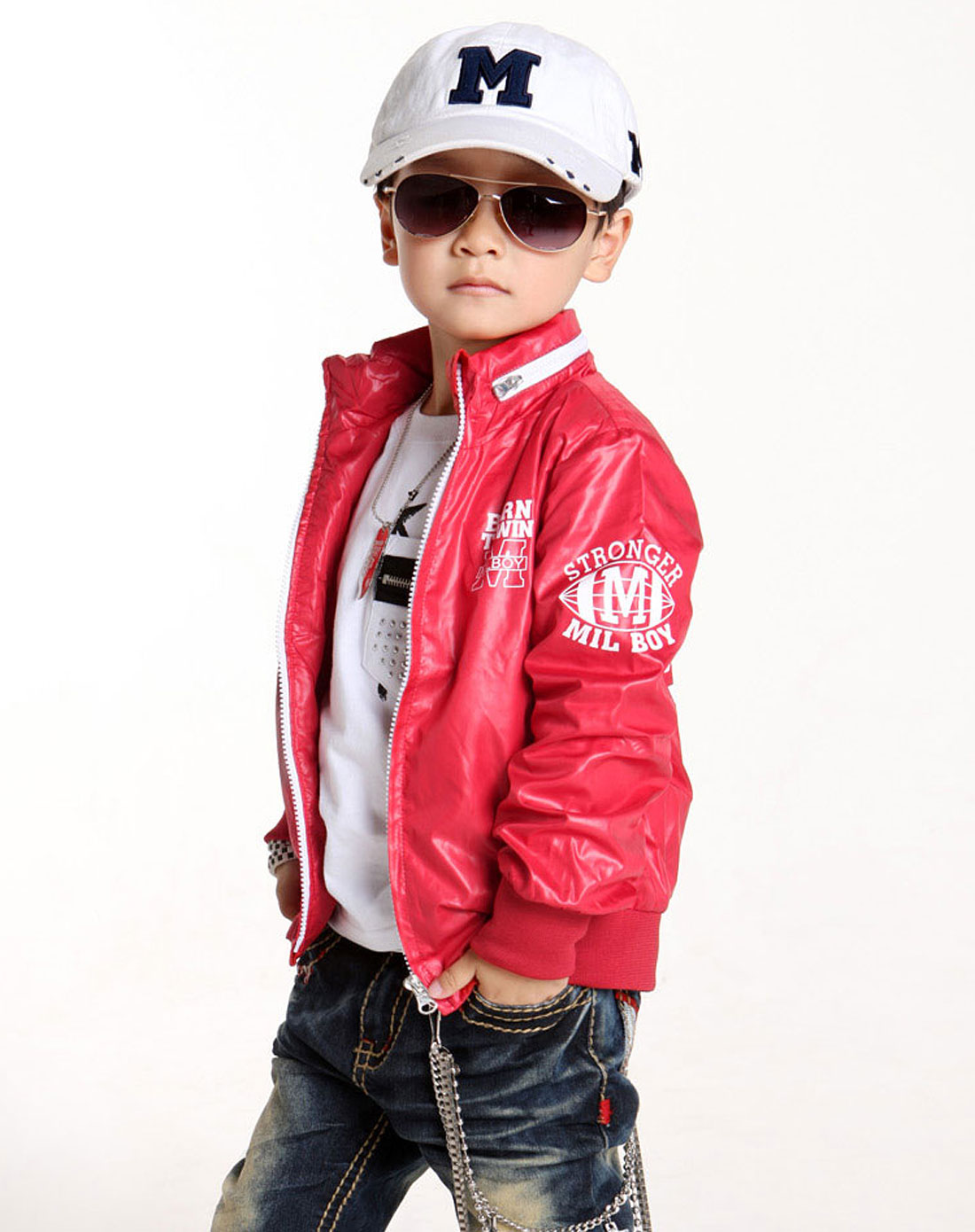 绿盒子greenbox男女童装混合专场-男童红色夹克