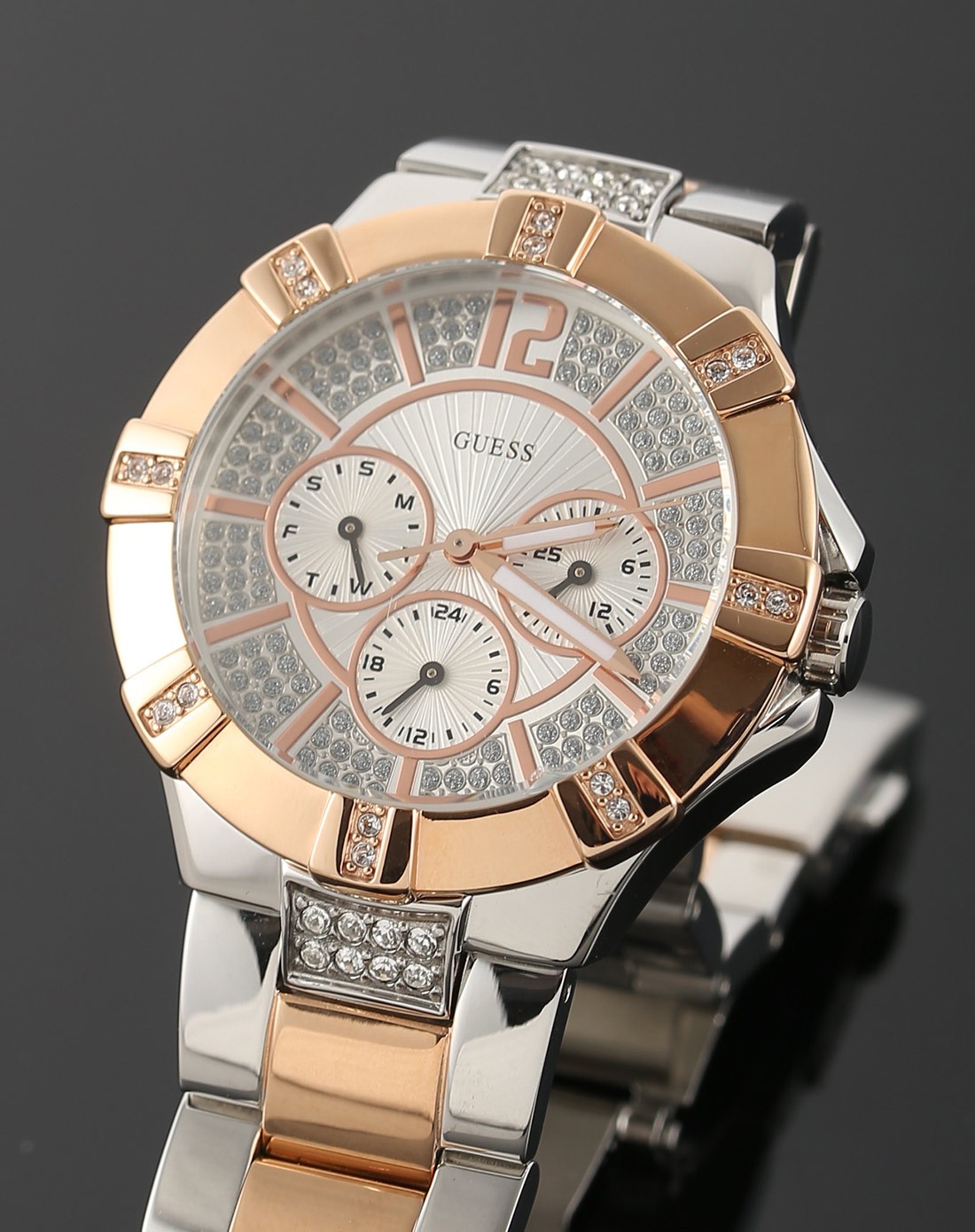 guess手表专场 > 专柜款金银双色镶钻时尚女表