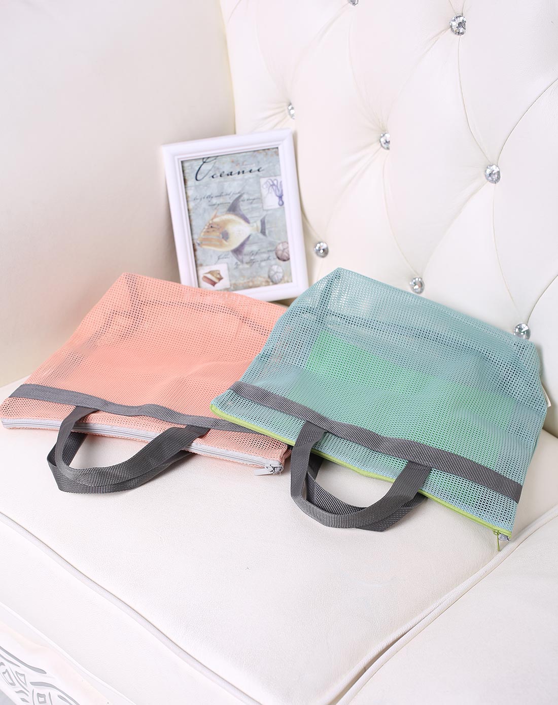 手提网状旅行洗漱收纳袋