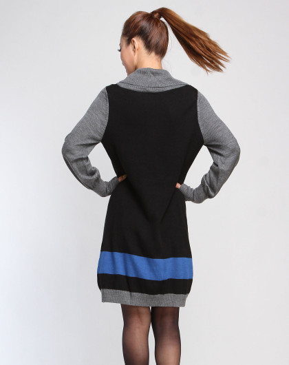 爵克jaket女装专场 蓝/灰色高领时尚长款长袖针织衫