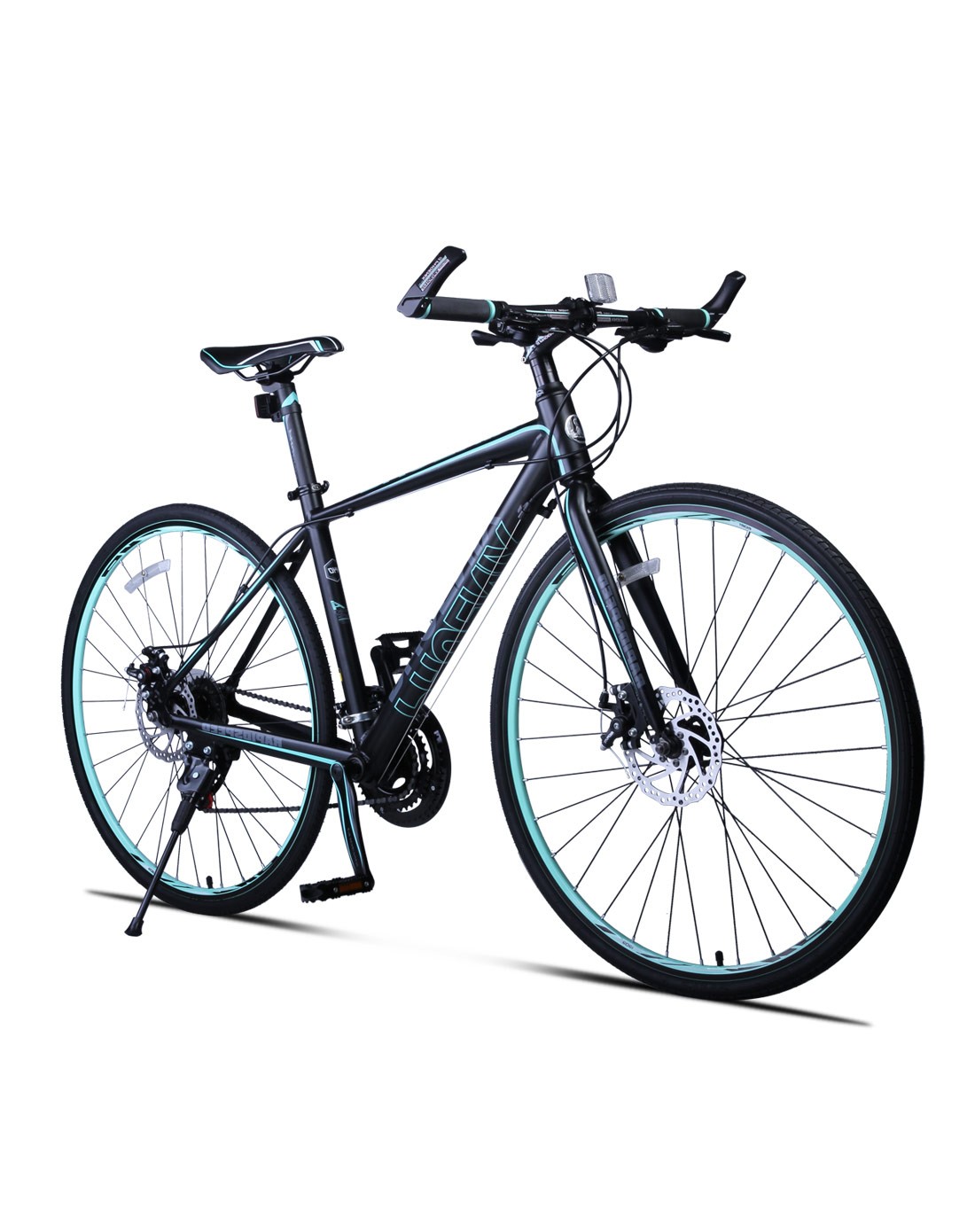 凤凰自行车专场直发货凤凰 中性款黑绿700cc公路车 直把铝架21速cprz