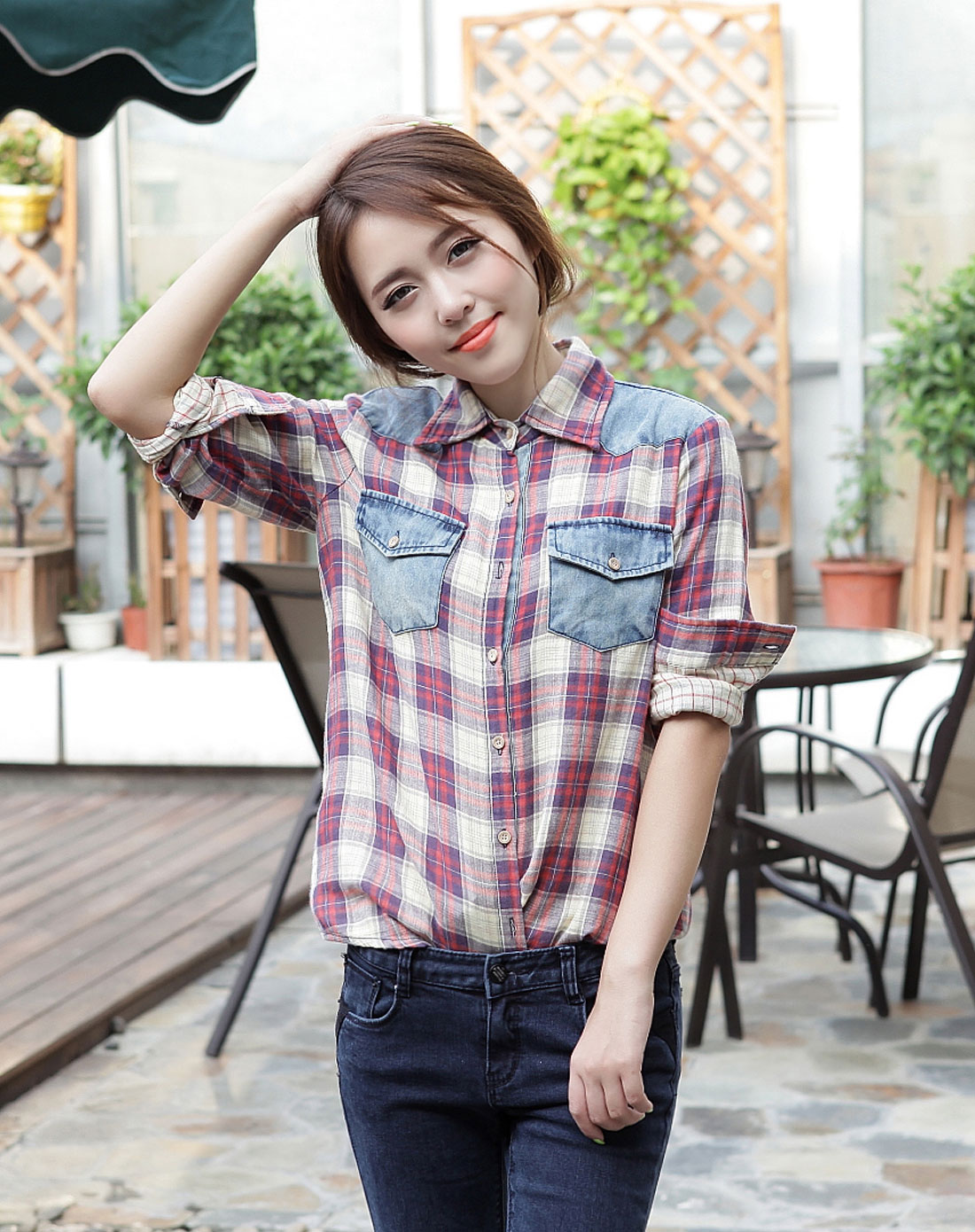 长袖格子秋款衬衫