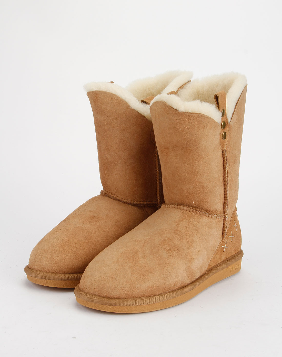 浅棕色个性侧提带短筒靴