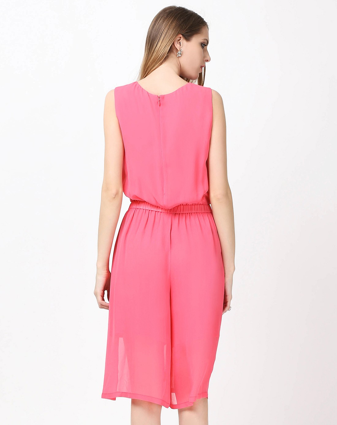 时尚休闲宽松纯色真丝连体裤