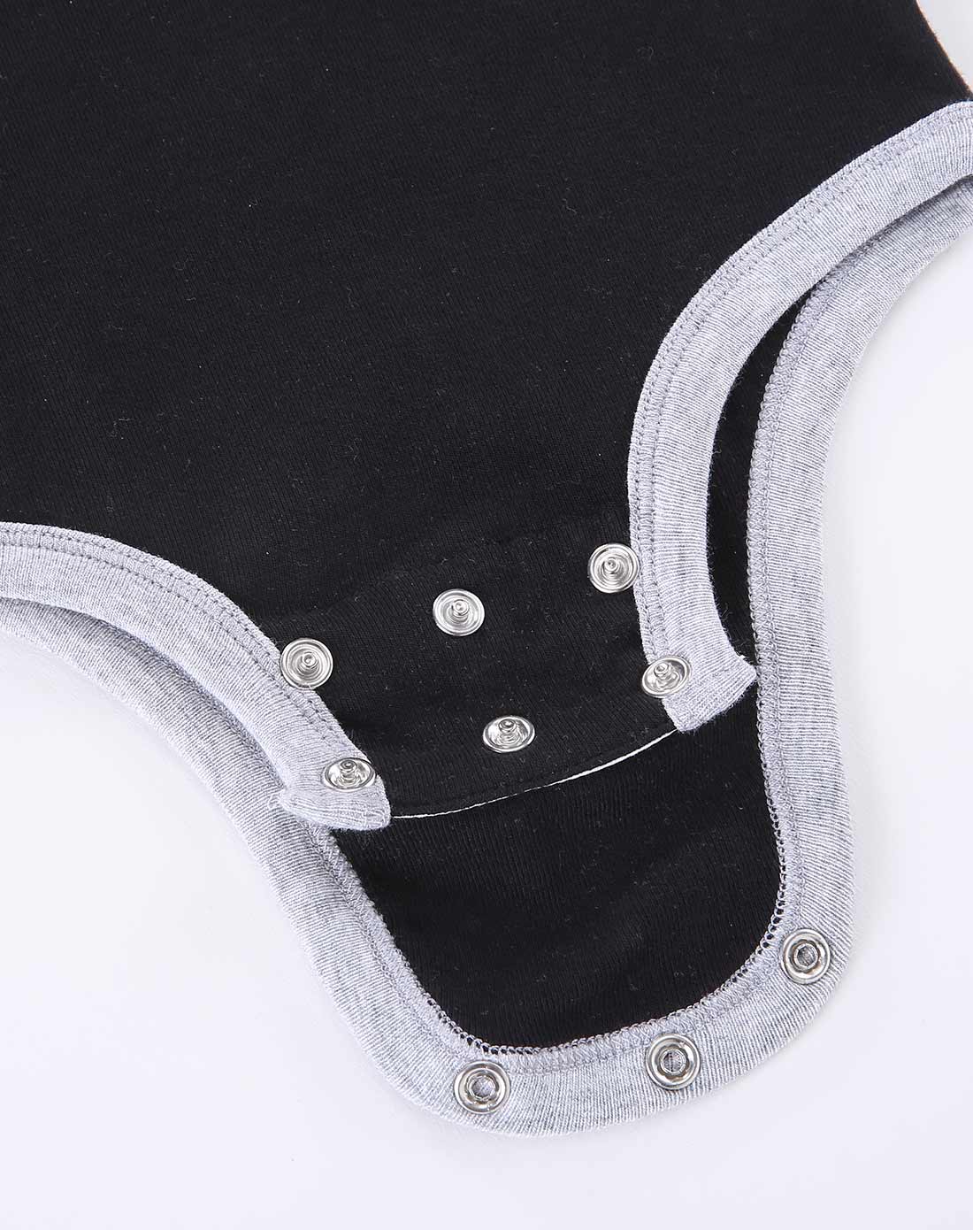 功夫熊猫kongfupanda宝宝的潮牌服饰男童黑灰色熊猫大侠短袖包屁衣852