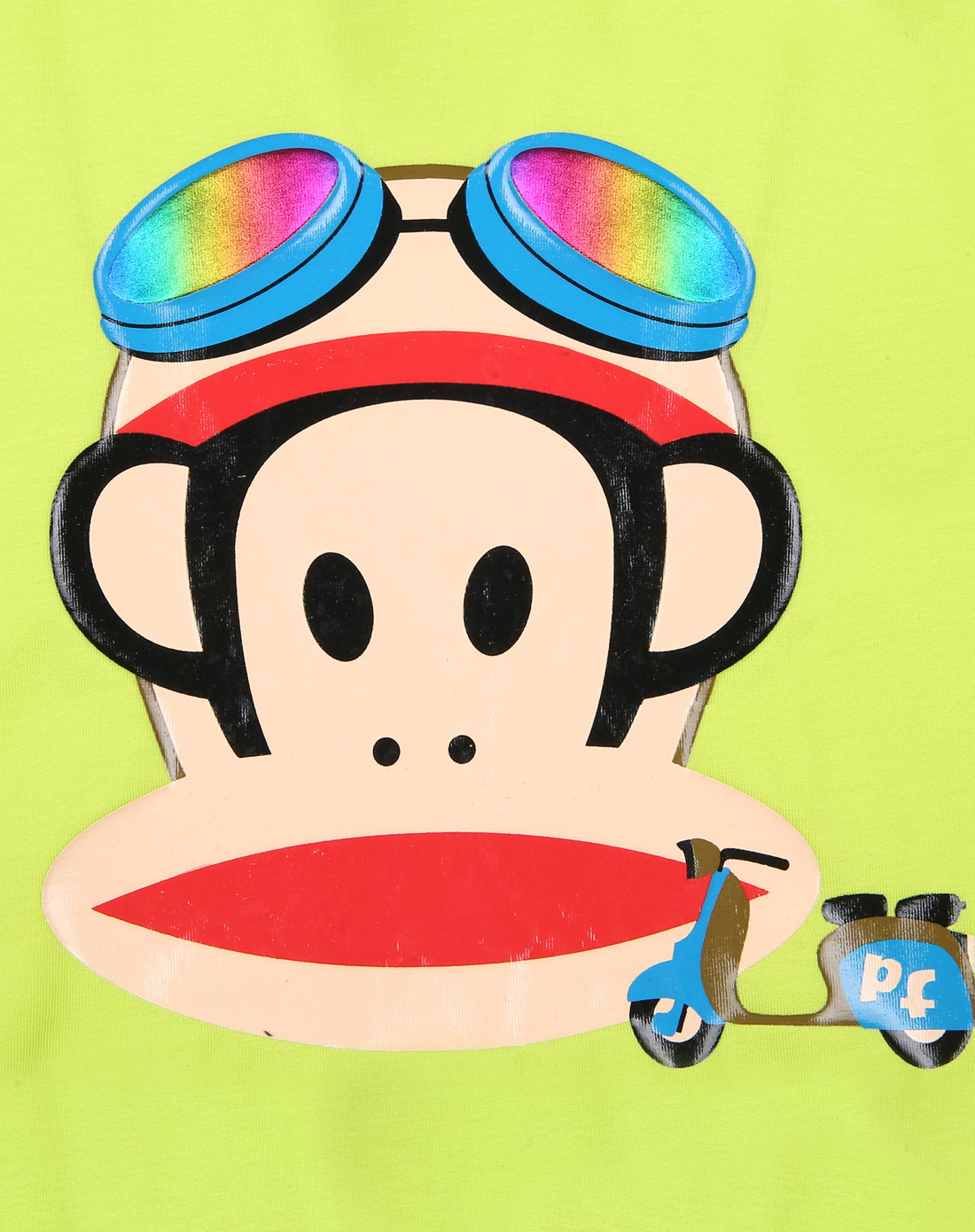 大嘴猴paul frank炫彩卡通潮流亲子专场柔软舒适 女装圆领荧光绿短袖