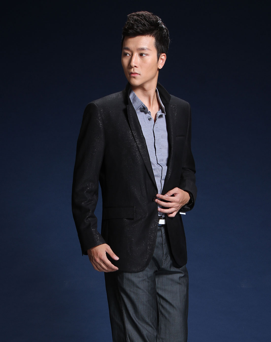 卡丹路cardanro男装专场-黑色简约时尚长袖西装