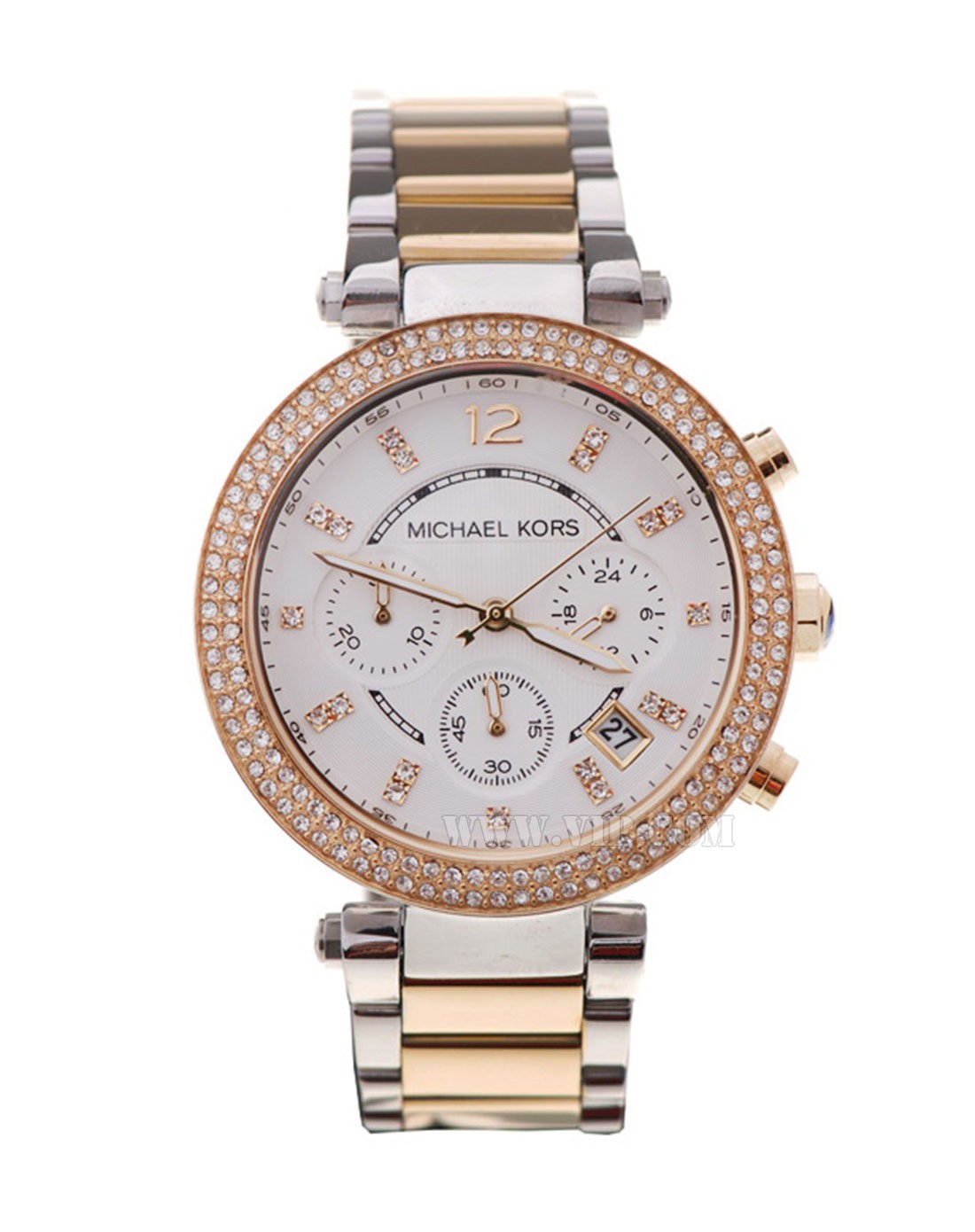 美式风格潮流腕表专场michael kors 女士间金计时浮华钢带腕表mk5626