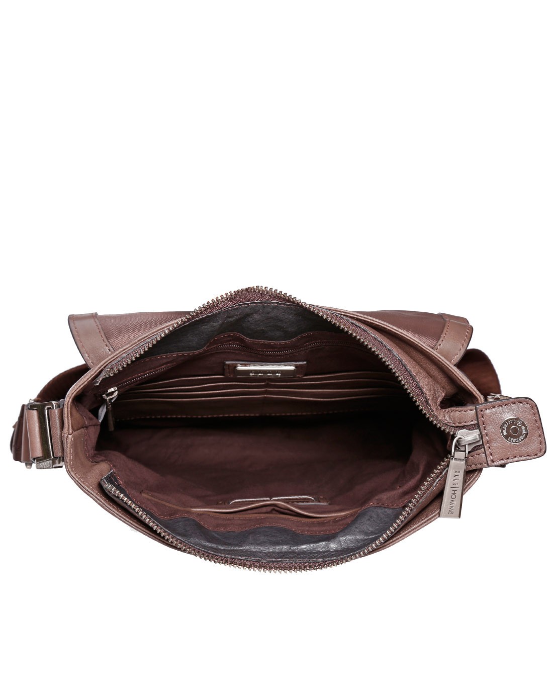 浅啡色优质牛皮竖款日字包