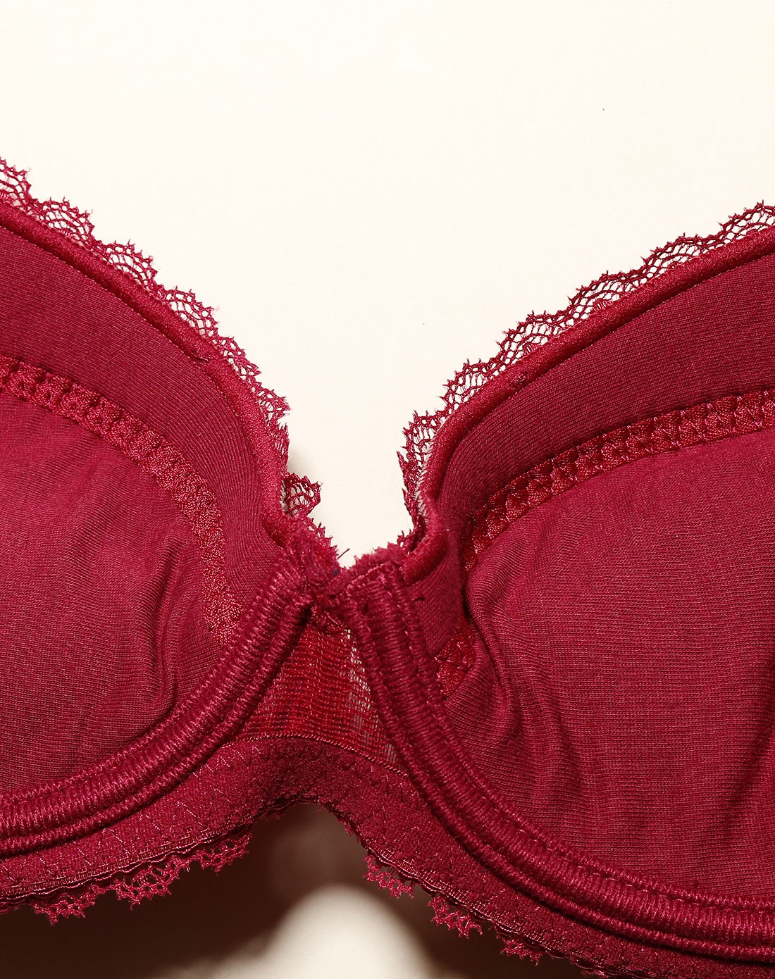 紫红色典雅高贵3/4薄杯文胸