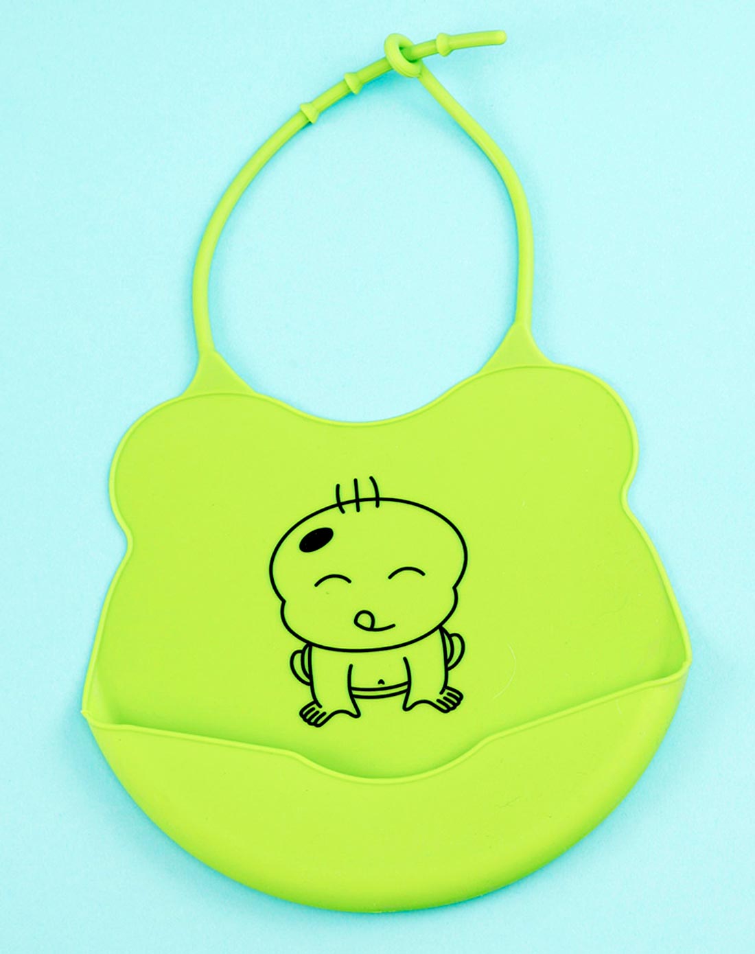 【两件起售】可爱卡通防水立体硅胶围兜(绿色)