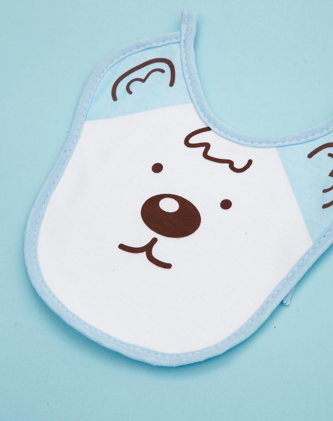 【两件起售】卡通小熊针织棉防水防污围兜(蓝色)