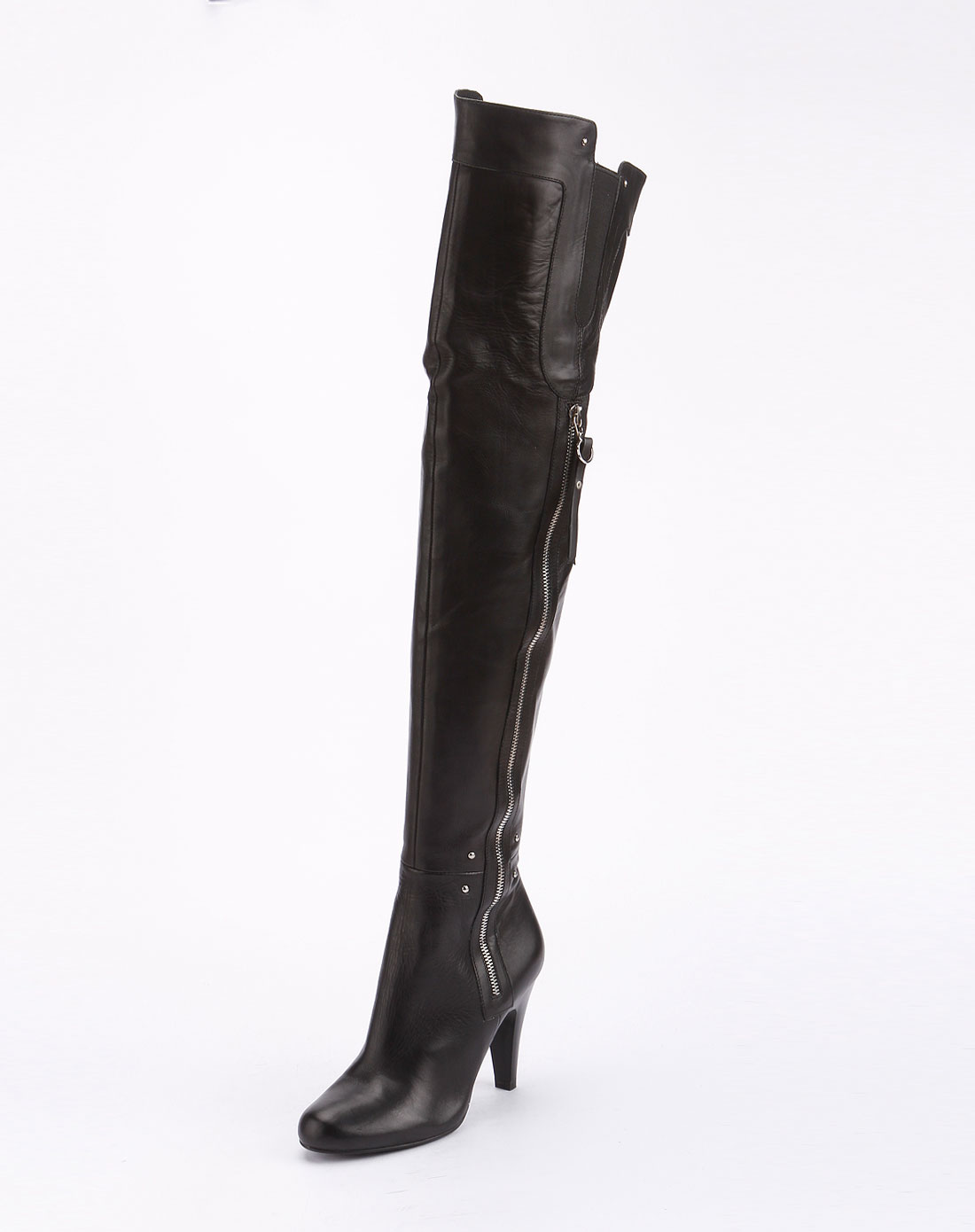 女款黑色时尚高跟过膝长靴
