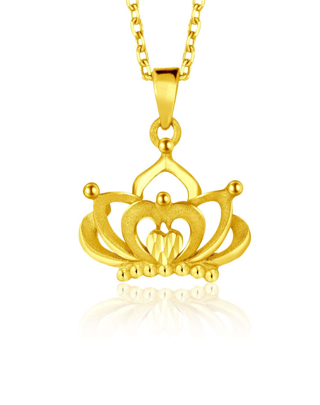 千足金美丽加冕皇冠黄金吊坠(计价)2.61克