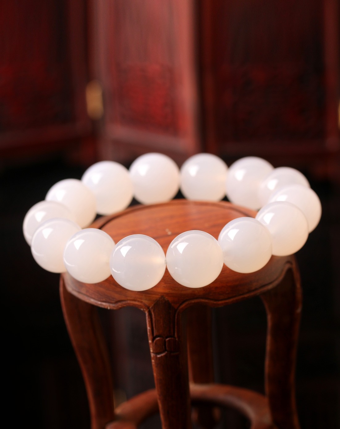 一生一石o-stone3a级巴西天然白玛瑙圆珠手链附证书y