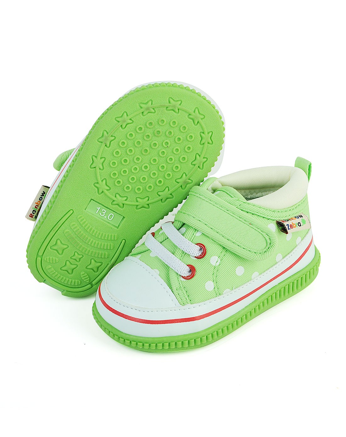 中性儿童浅绿色圆点学步鞋