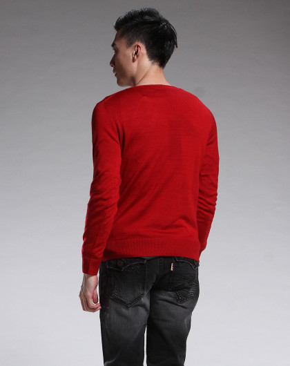 西可chiconomics 红灰色时尚圆领长袖毛衣