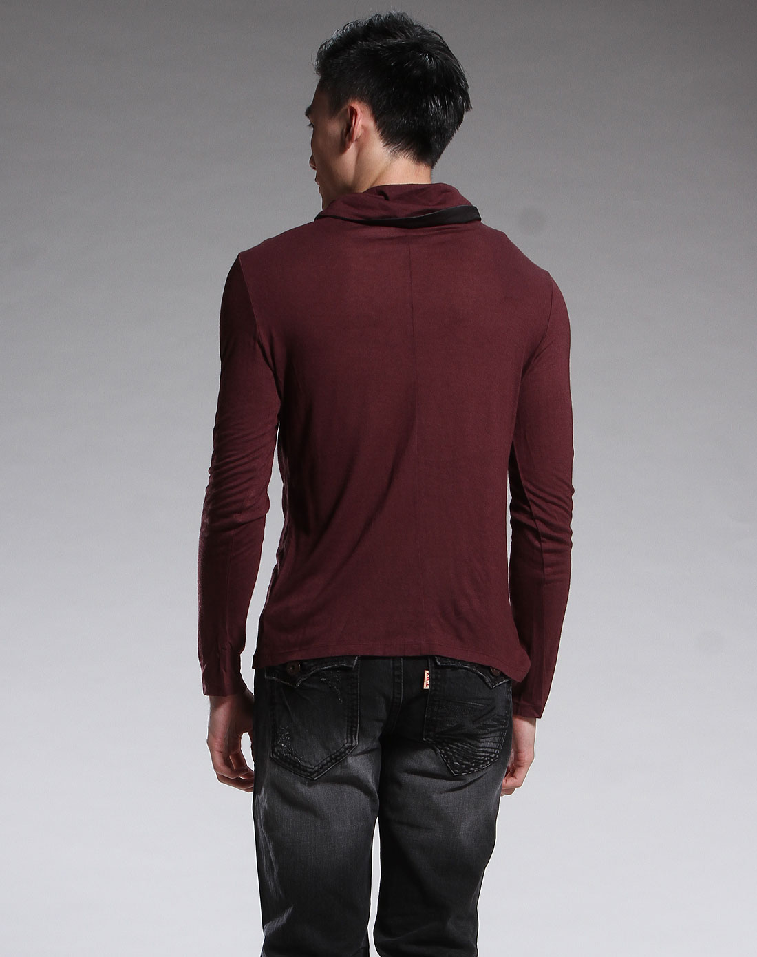 西可chiconomics 褐红色时尚个性长袖t恤