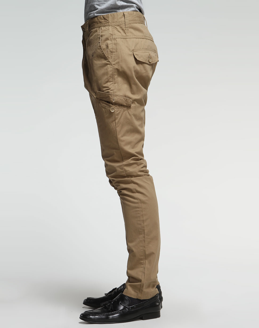 深卡其色舒适休闲长裤