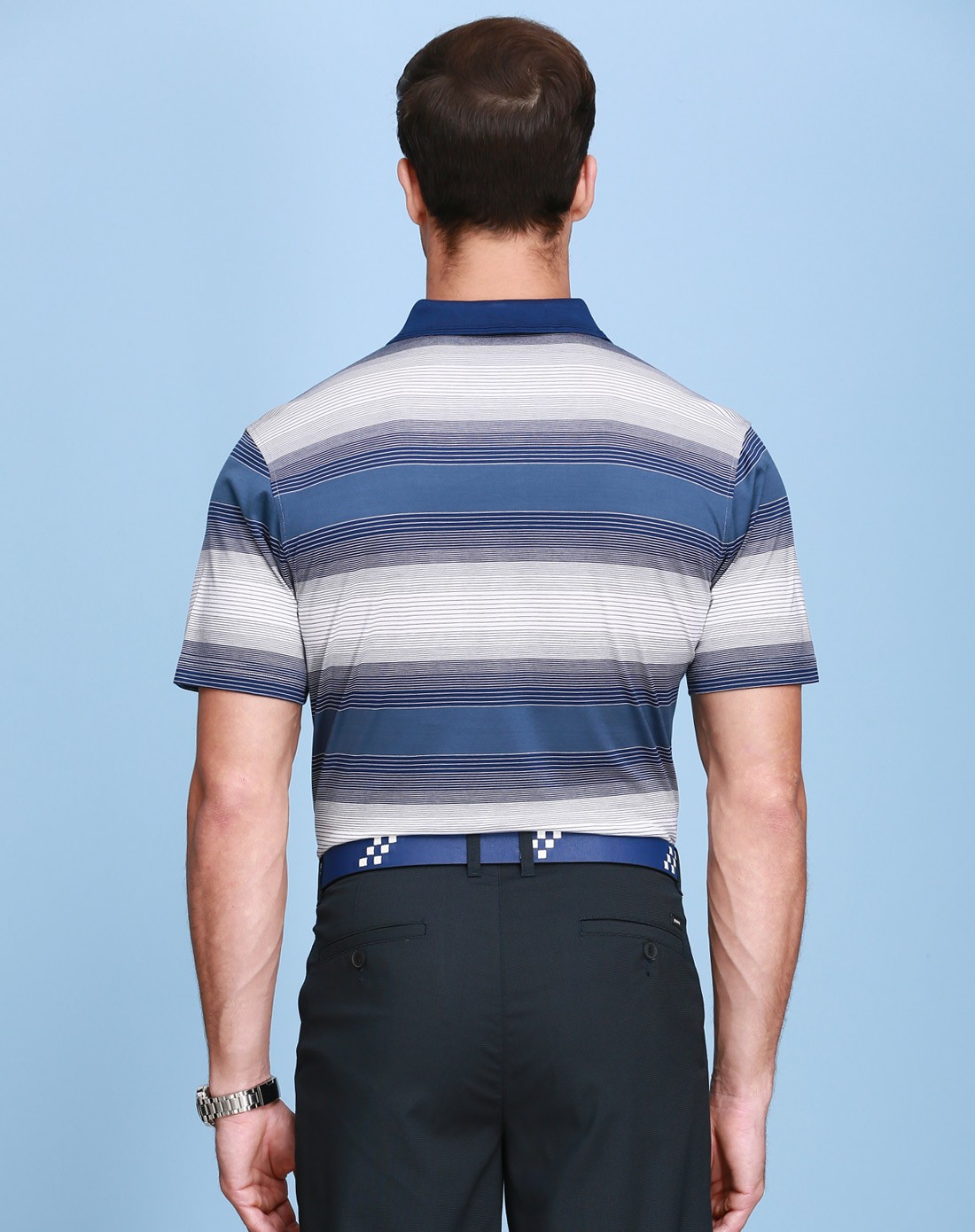 丝光棉休闲蓝黑灰短袖t恤