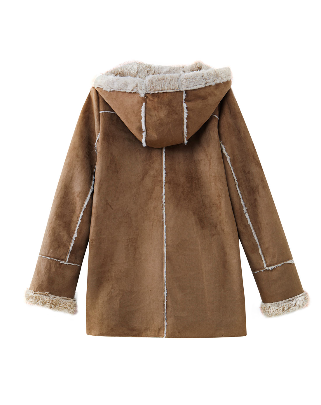 pink 驼色贵族学院翻毛皮长袖大衣