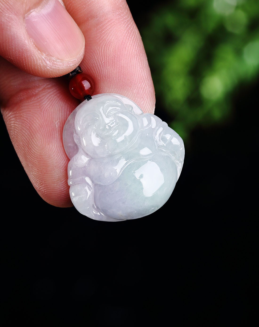 a货翡翠冰糯种水润饱满佛光普照吉祥佛公吊坠