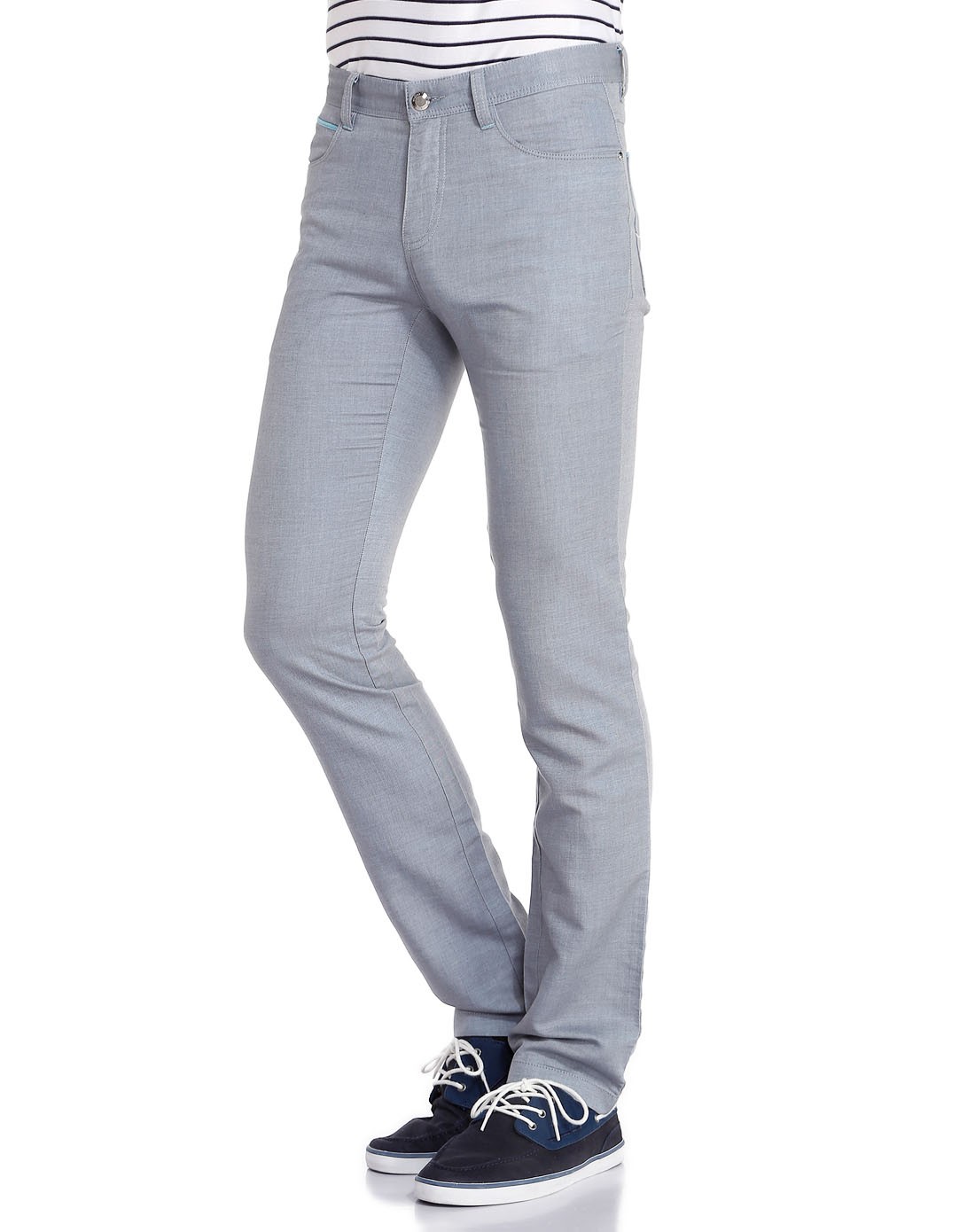 灰蓝色休闲舒适中腰牛仔裤