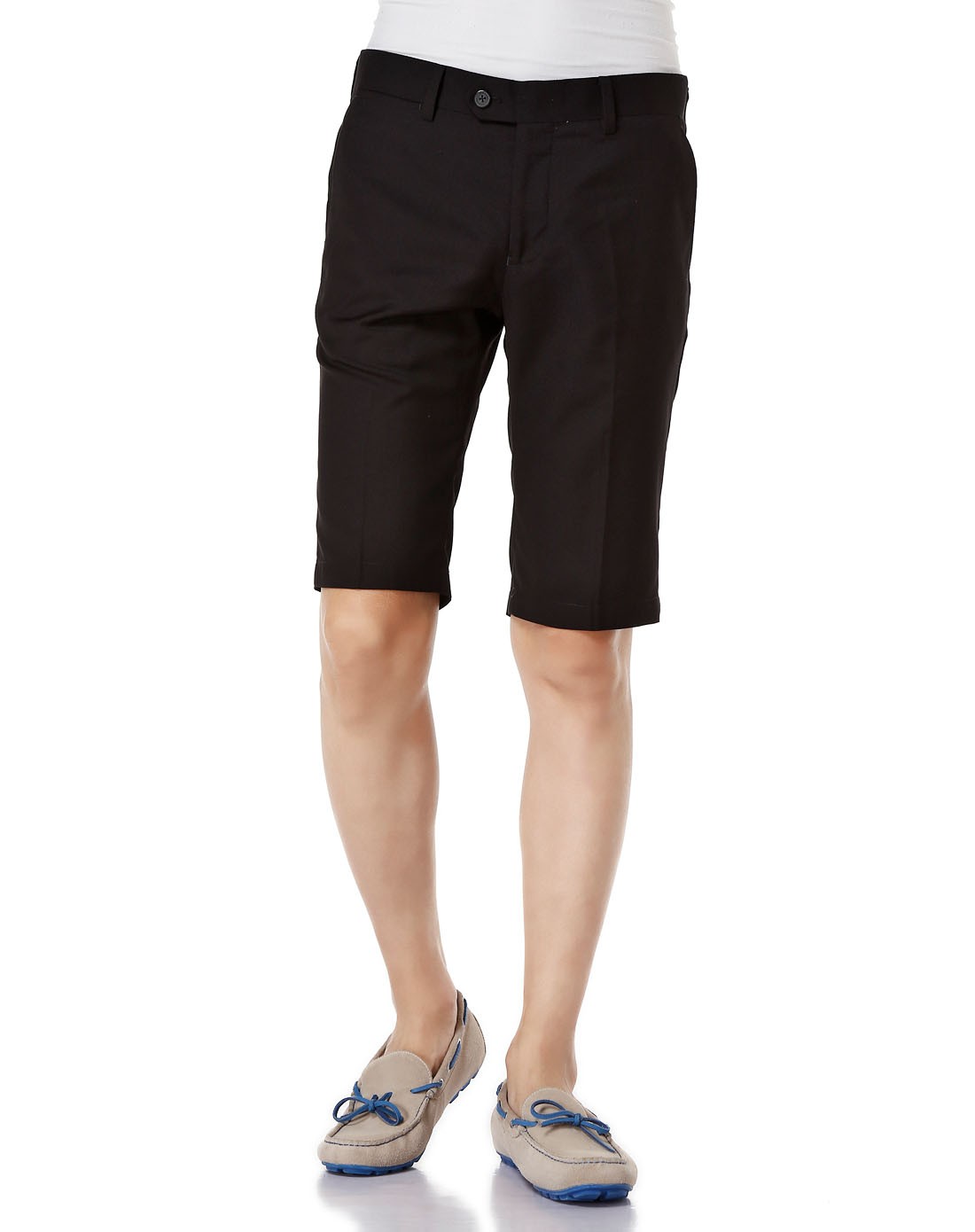 黑色绅士斜口袋短西裤