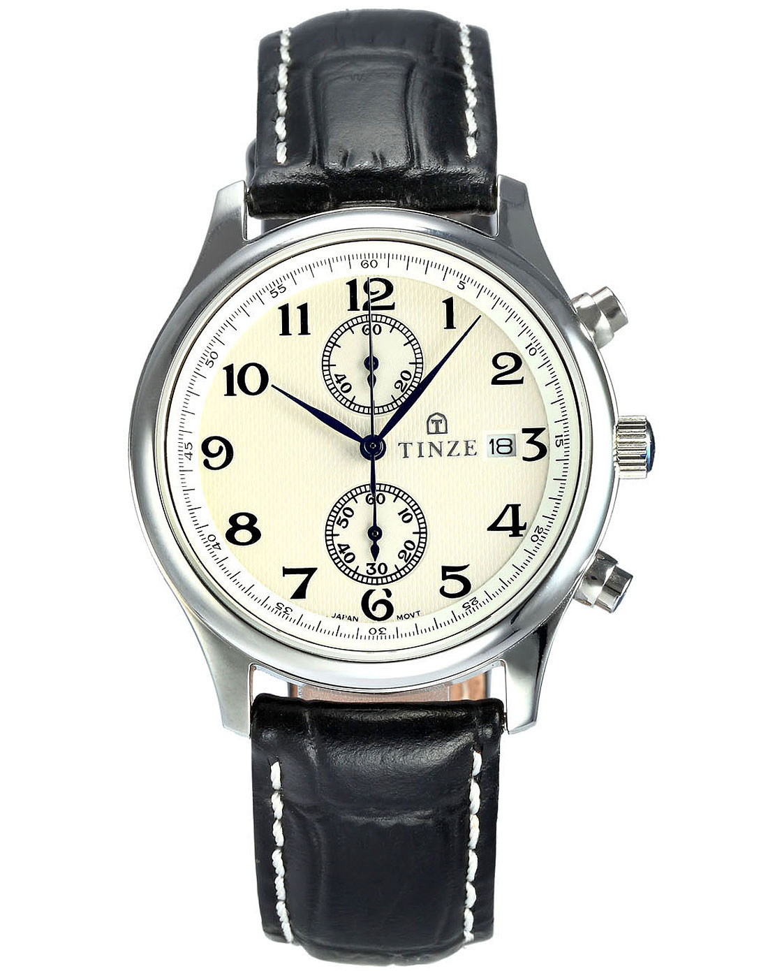 天际tinze手表专场-男款米白/黑/银色简约个性皮带石英手表