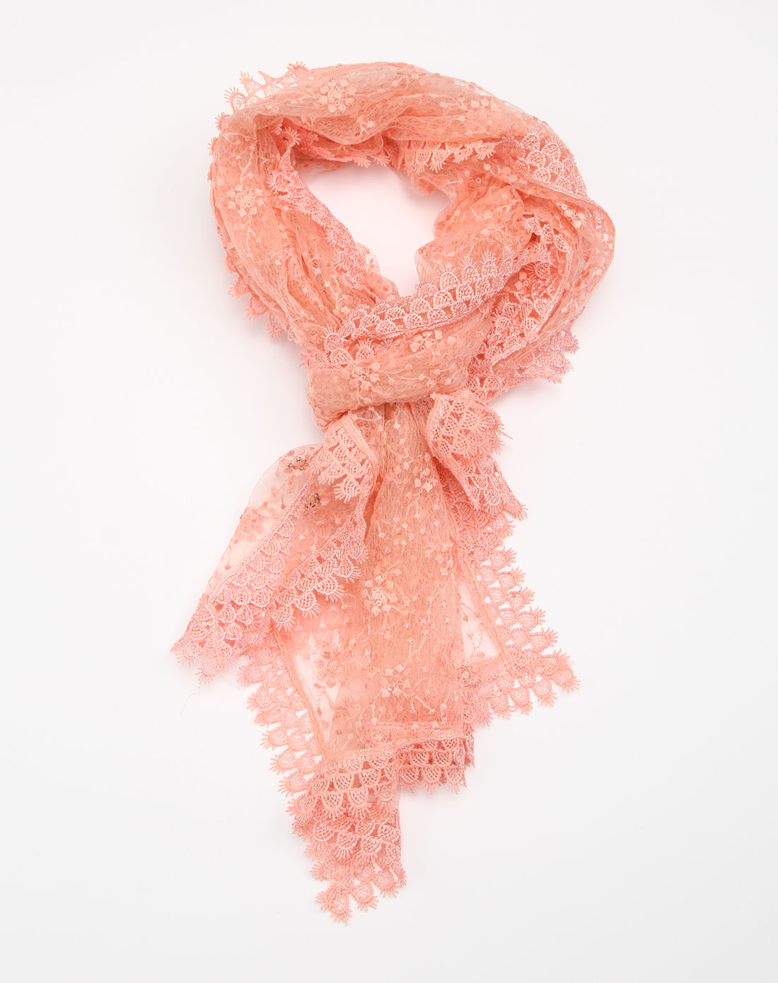 粉色绣纹个性围巾