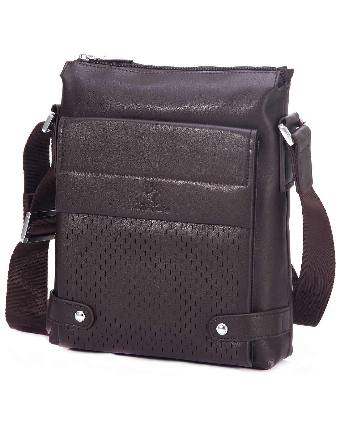 维多利保罗victory polo男士皮具专场-啡色商务简约斜挎包