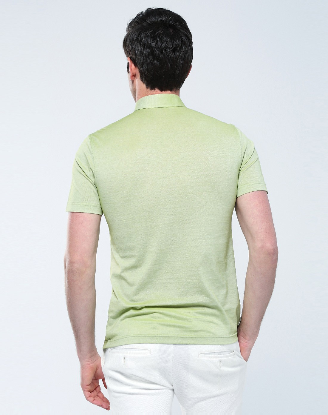 青柠檬柔软舒适桑蚕丝加棉polo领短t