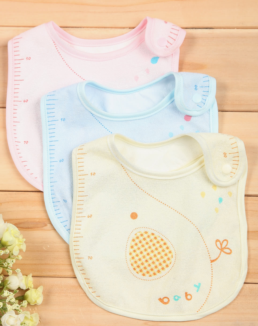 伊善儿婴幼儿服饰用品专场三件装竹纤维毛巾布口水巾(混色)