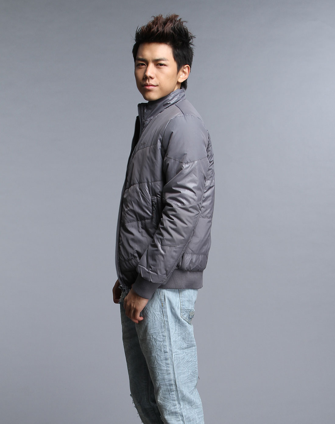 zero灰色舒适休闲长袖棉衣bee007203_唯品会