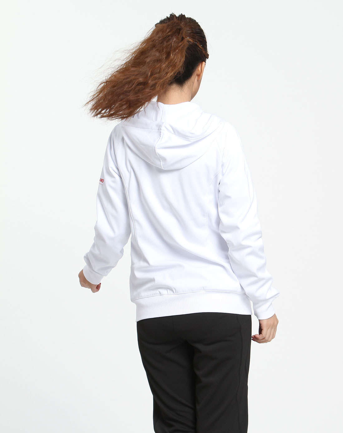 女款白色连帽长袖卫衣