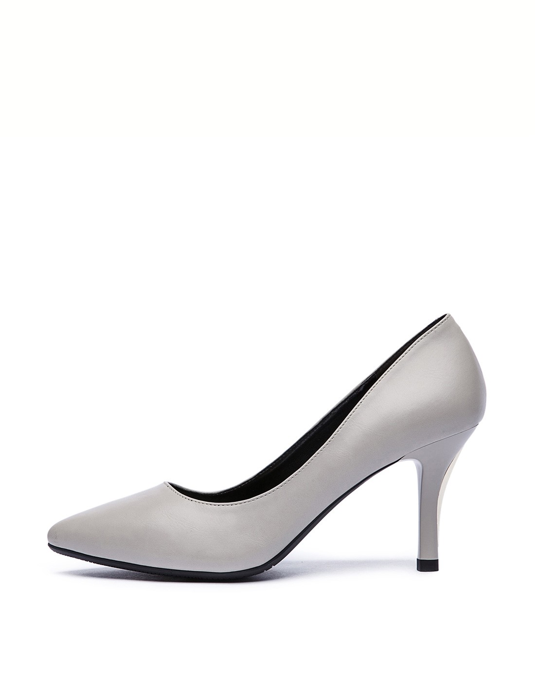 浅灰色欧美时尚尖头纯色浅口单鞋