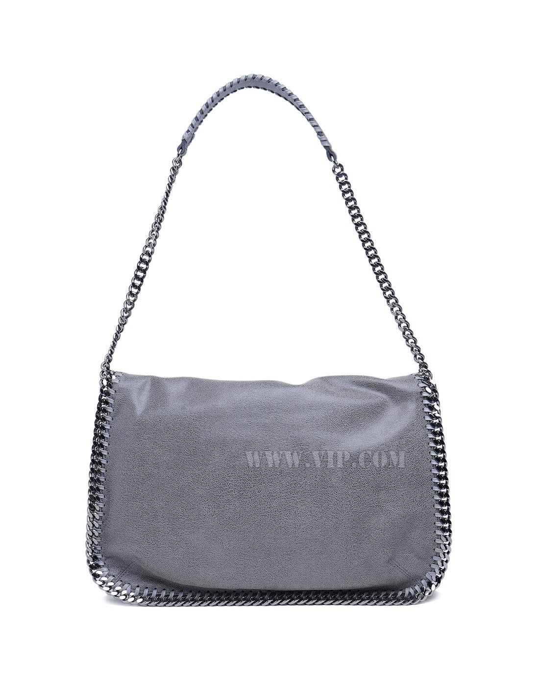 国际名牌包包stella mccartney女士灰色菱格吊饰链条装饰手提单肩包