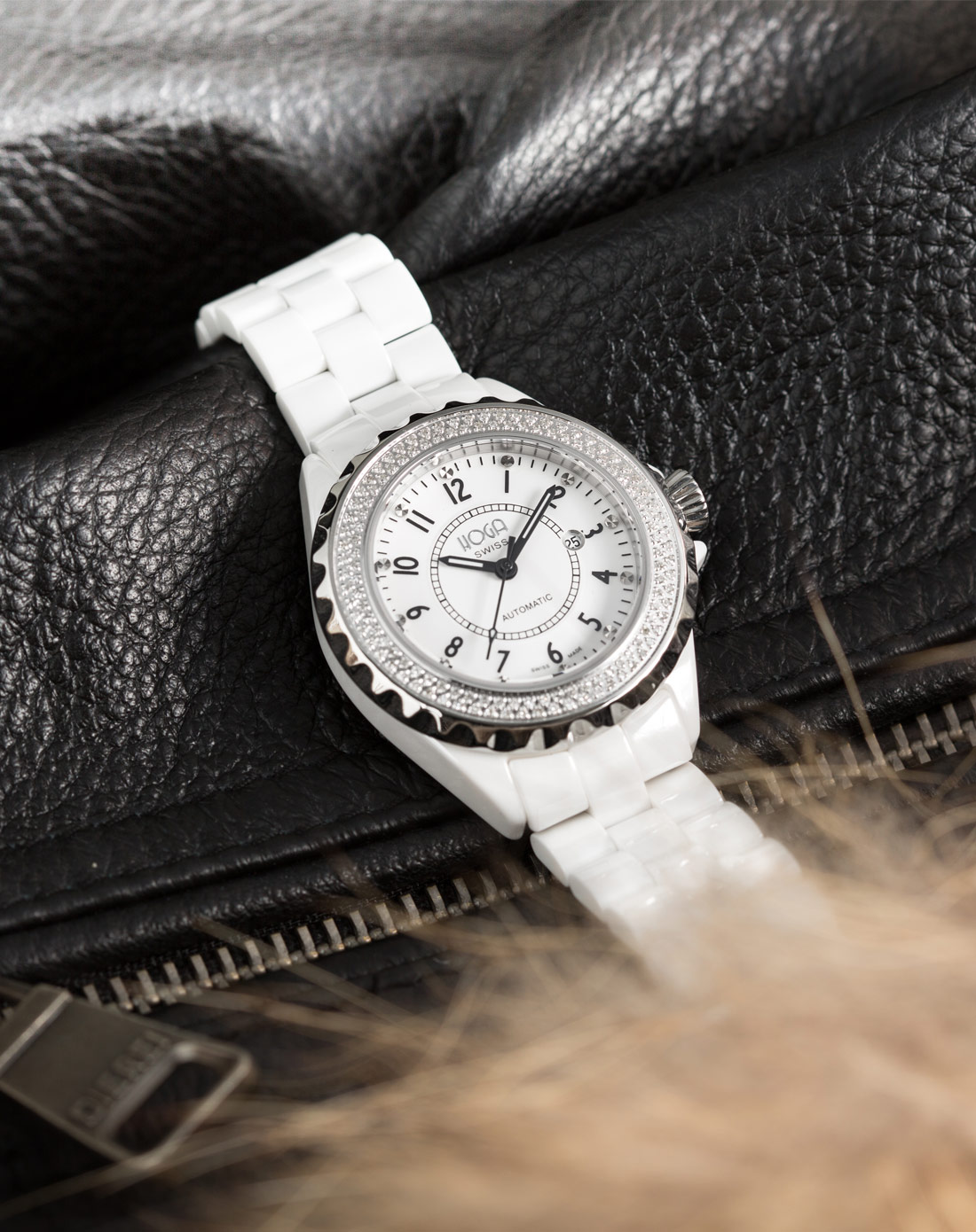 皇爵陶瓷真钻机械女表