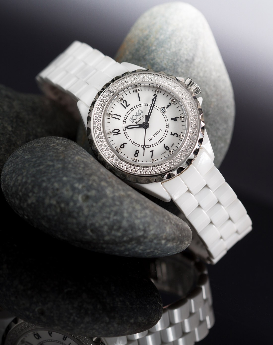 皇爵陶瓷真钻机械女表