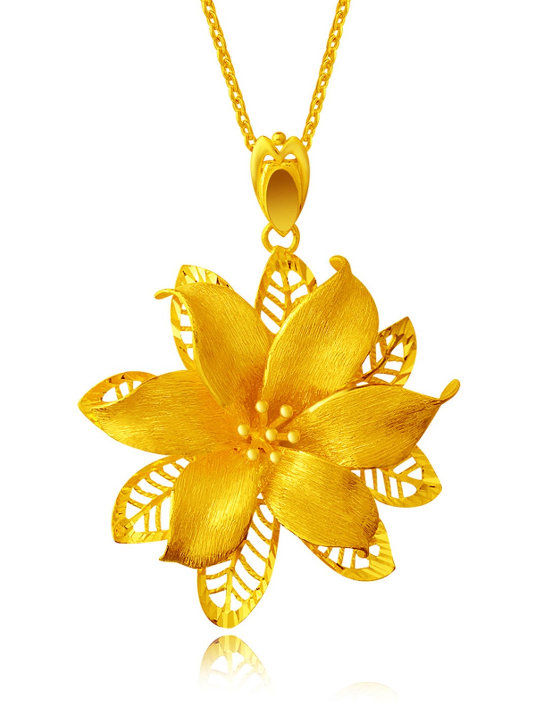 千足金黄金吊坠花丝大花(19.93克)