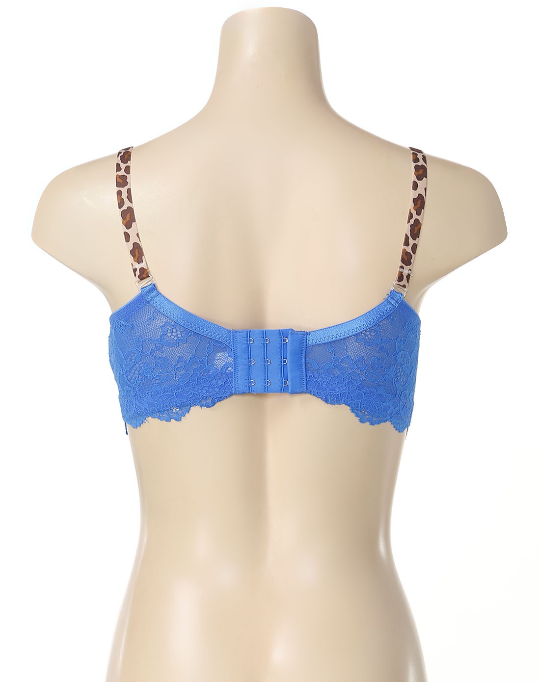 imi宝蓝色简约蕾丝3/4中厚杯文胸