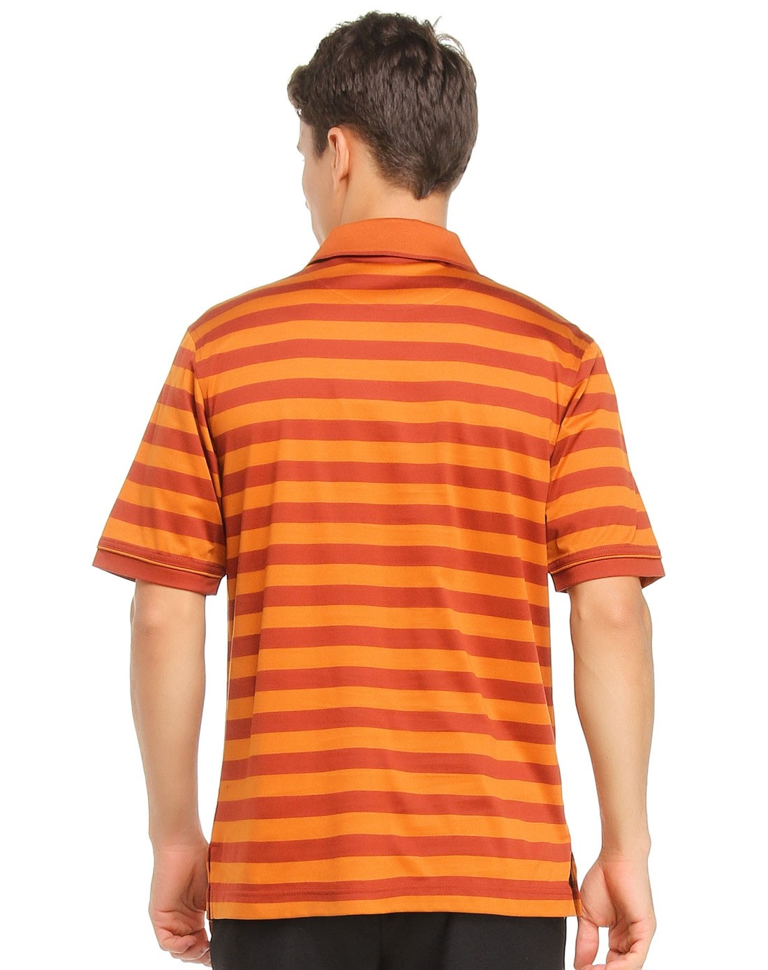 宝姿ports深橙/砖红色条纹翻领短袖t恤mg1sk040ccx32-burntorange