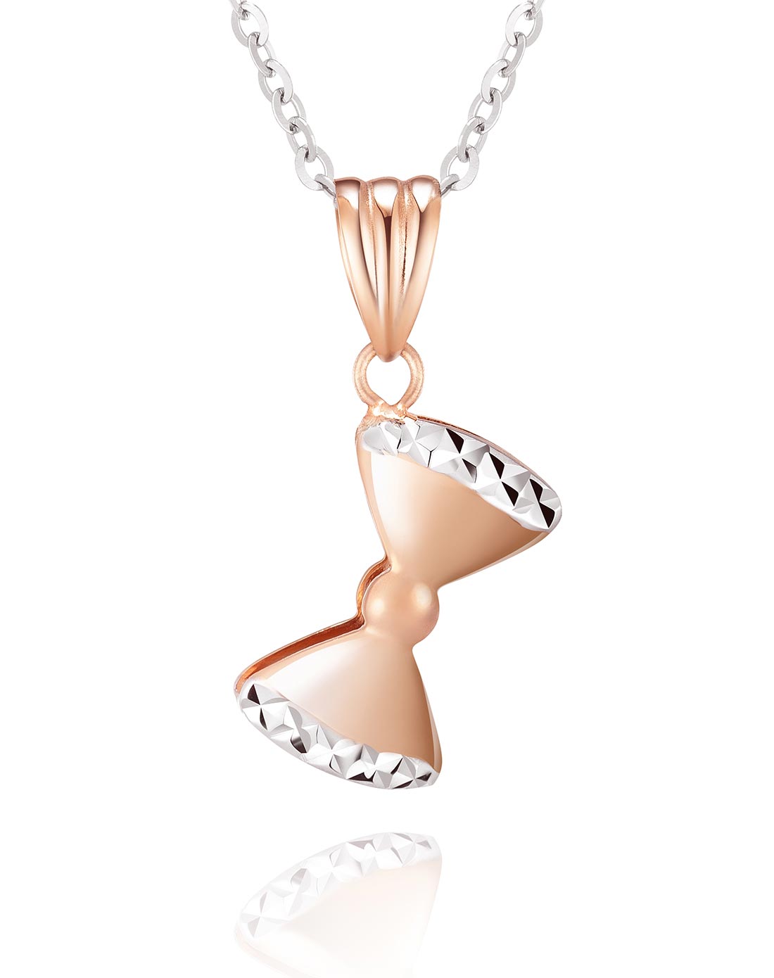 六福珠宝lukfook jewellery专场18k金双色蝴蝶结吊坠0.