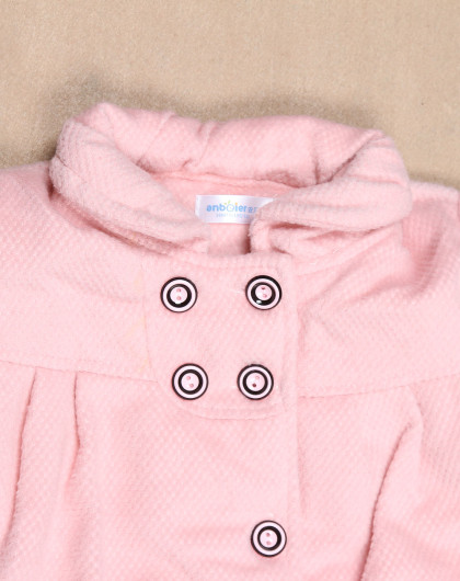 安贝儿 中性粉色可爱开胸长袖两件套