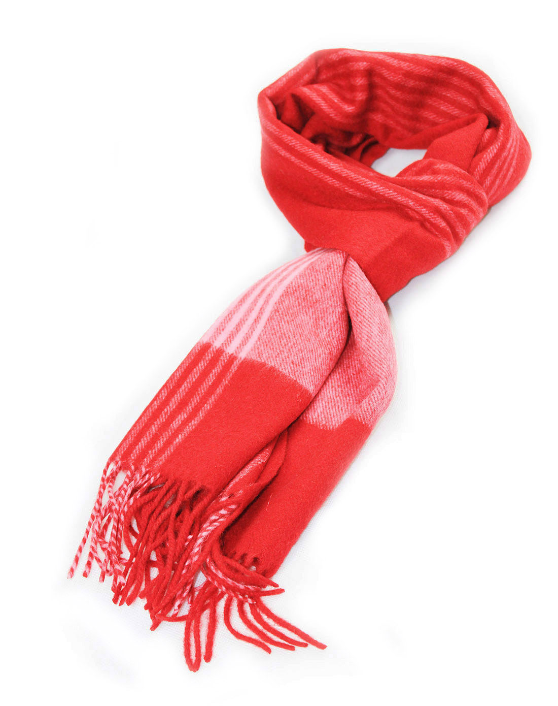 中性红色羊绒围巾